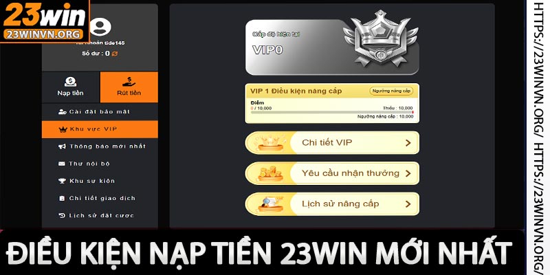 Điều kiện cần có để nạp tiền vào nhà cái 23win