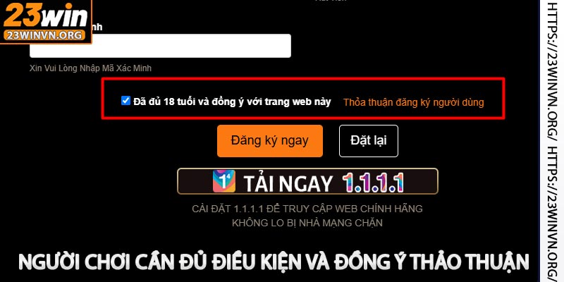 Ngươi chơi cần đủ điều kiện 18 tuổi khi đăng ký