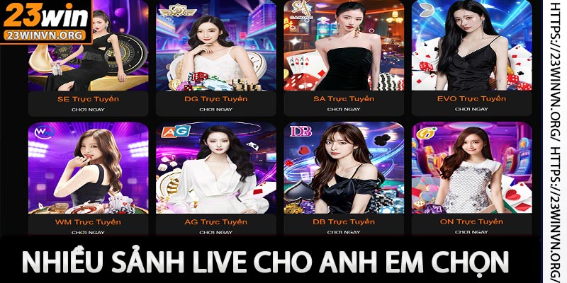 23win.com cung cấp nhiêu sảnh live cho anh em lựa chọn